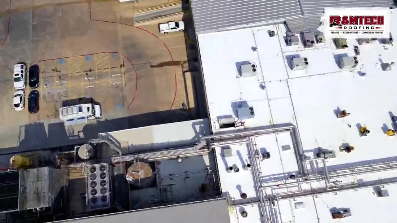 Completed roof restoration on a North Texas manufacturing facility