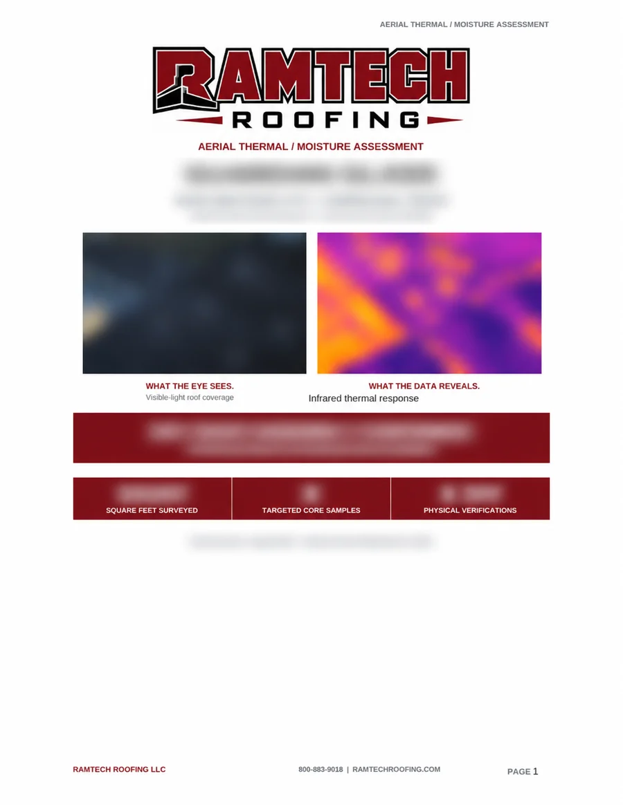 Example Ramtech thermal assessment report with customer details and findings obscured